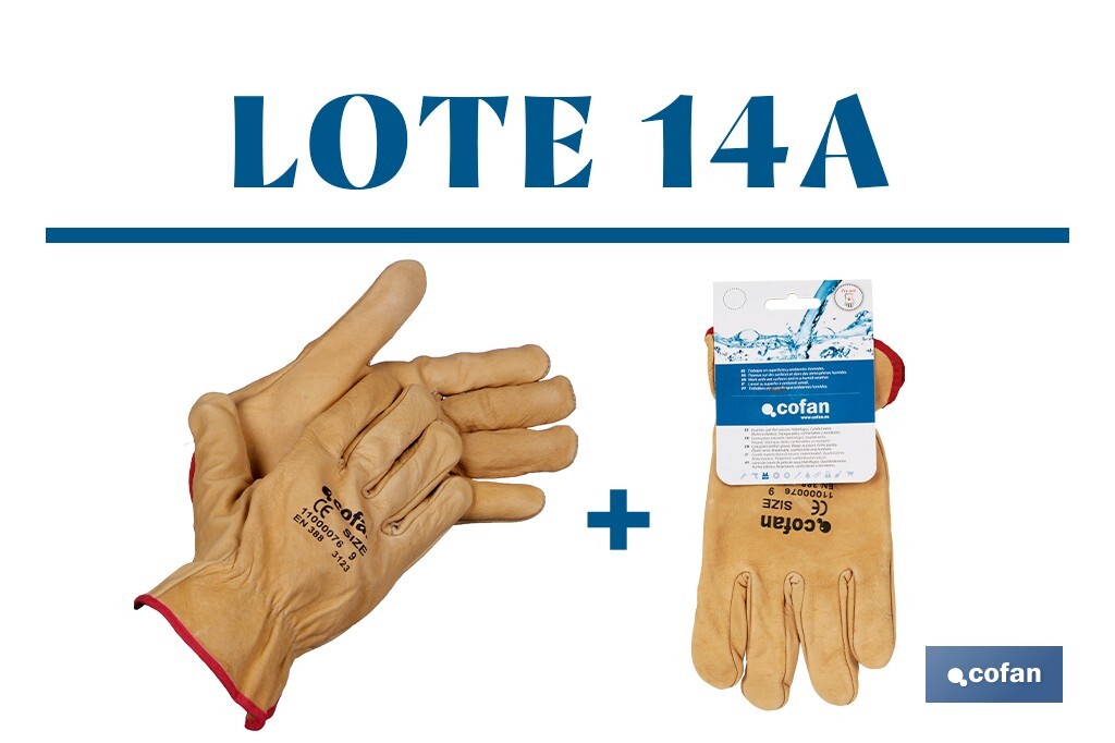 Promoción de Navidad | Lote de Navidad 14A | Guantes de piel vacuno con blíster